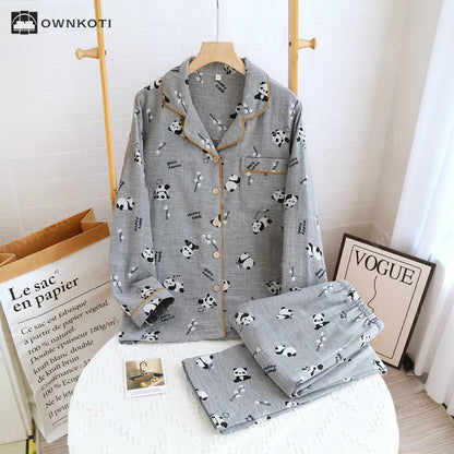 Ownkoti Cute Panda Couple Cotton Pajama Set