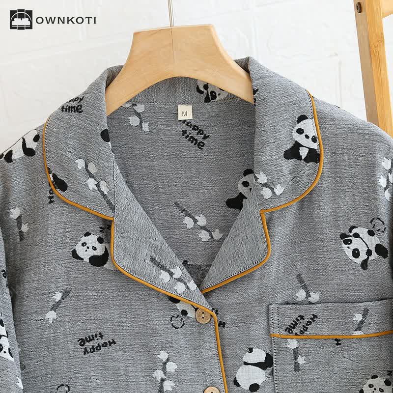 Ownkoti Cute Panda Couple Cotton Pajama Set