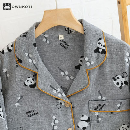Ownkoti Cute Panda Couple Cotton Pajama Set