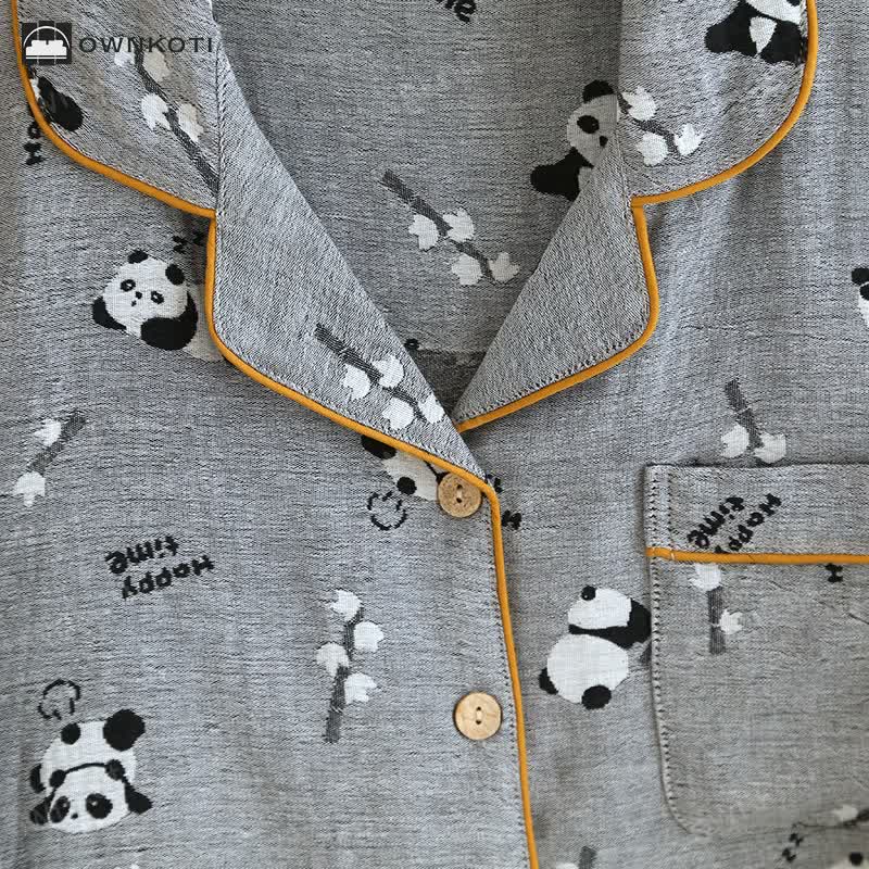 Ownkoti Cute Panda Couple Cotton Pajama Set