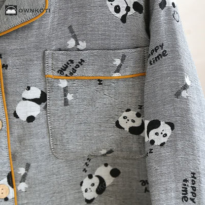 Ownkoti Cute Panda Couple Cotton Pajama Set