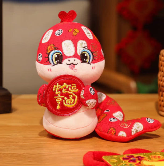 Ownkoti Festive Red Mascot Snake Plush Toy - Red-A - 4.33"W x 4.33"L x 6.3"H - image 0