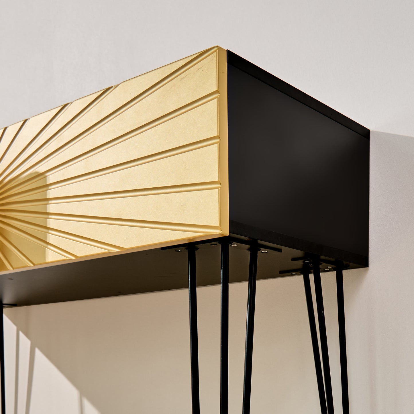 Mordern 39.4" Black & Gold Console Table With Storage Wood Entryway Table With 2 Drawers - image 11