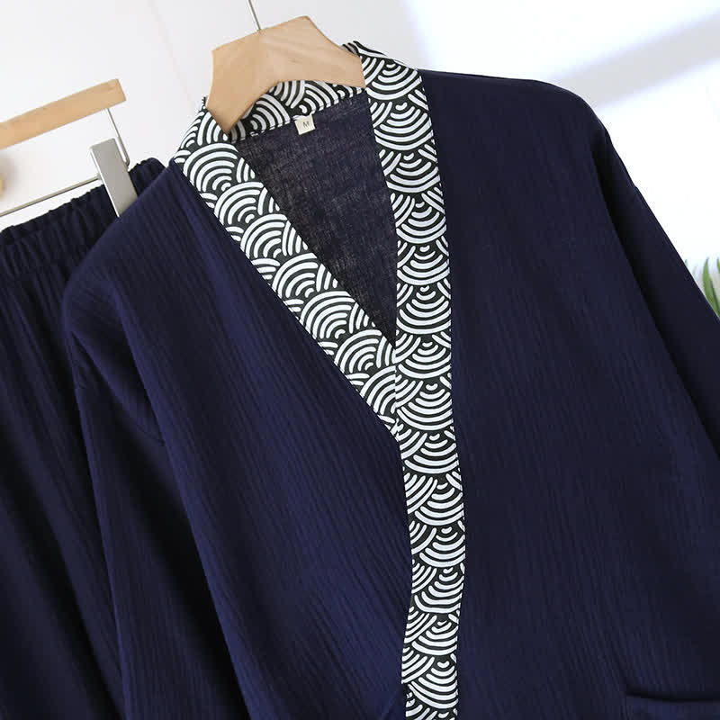 Ownkoti Neutral Kimono Cotton Gauze Pajama Set
