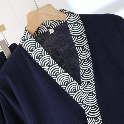 Ownkoti Neutral Kimono Cotton  Gauze Pajama Set