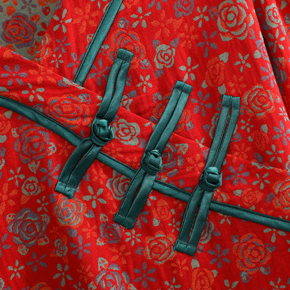 Ownkoti Plus Size Frog Button Rose Cotton Nightwear Set - image 7