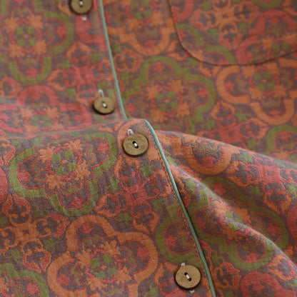 Ownkoti Retro Jacquard Cotton Gauze Loungewear Set