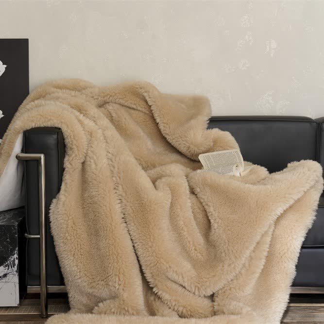 Ownkoti Khaki Double-sided Fleece Throw Blanket - image 4