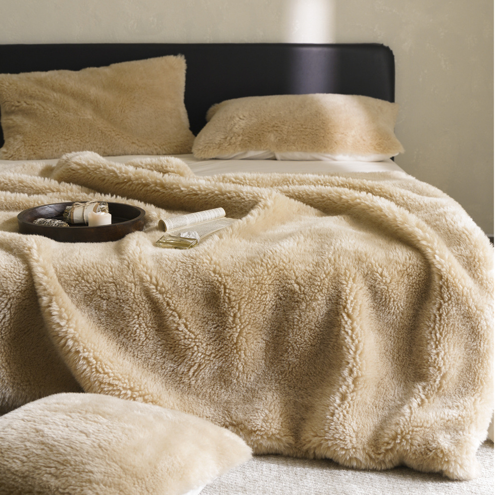 Ownkoti Khaki Double-sided Fleece Throw Blanket - Camel - Queen - image 0