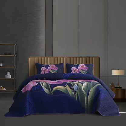 Ownkoti Floral Bird Quilted Soft Bedding Set(3PCS)