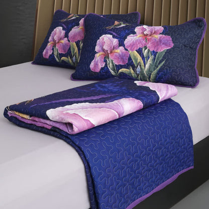 Ownkoti Purple Floral Bird Quilted Bedding Set(3PCS) - image 2