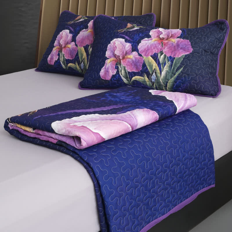 Ownkoti Floral Bird Quilted Soft Bedding Set(3PCS)