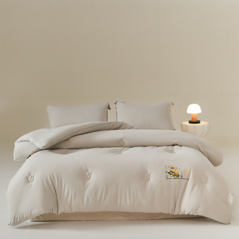 Ownkoti Solid Color Cotton Soft Breathable Comforter - Light Gray - King - image 8