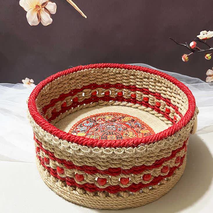Ownkoti Handmade Hemp Rope Storage Basket - A - 1PCS - 9.84"W x 9.84"L x 4.33"H - image 0