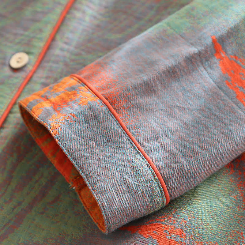 Jacquard Cotton Gauze Lapel Neckline Pajama Set - image 6