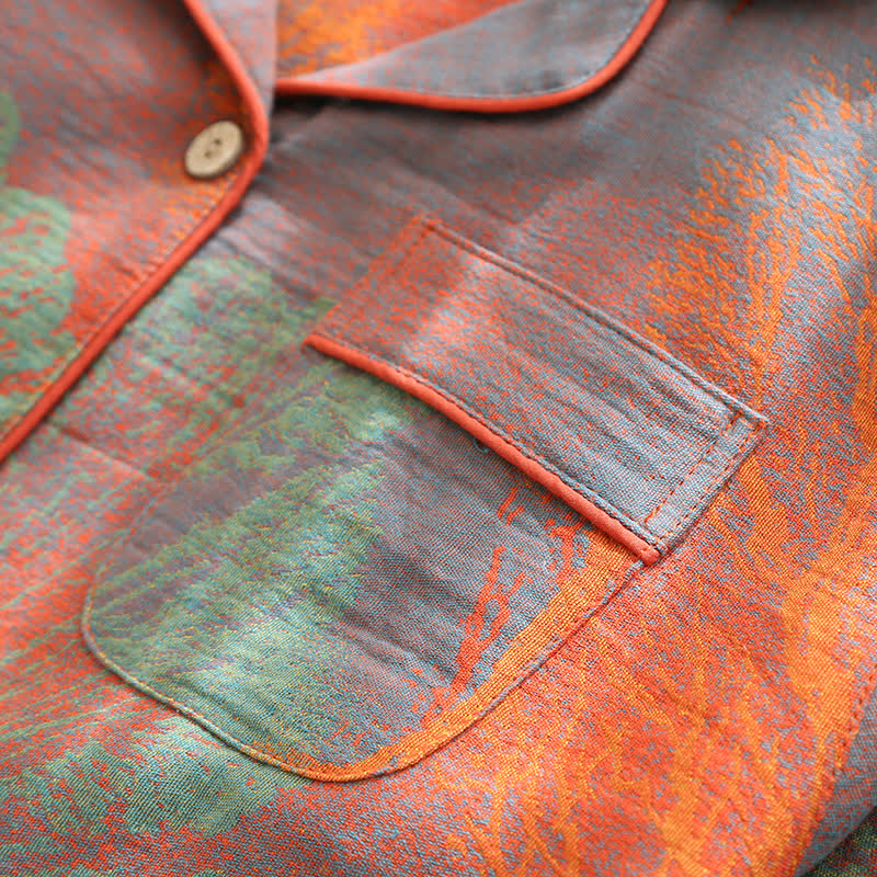 Jacquard Cotton Gauze Lapel Neckline Pajama Set - image 3