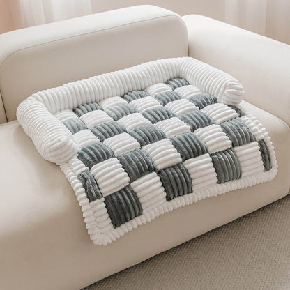 Square Plaid Furniture Protector Cover Pet Pad - Grey - M- 35.43"W x 35.43"L - image 3