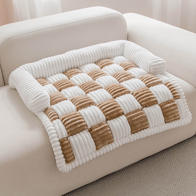 Square Plaid Furniture Protector Cover Pet Pad - Khaki - M- 35.43"W x 35.43"L - image 4