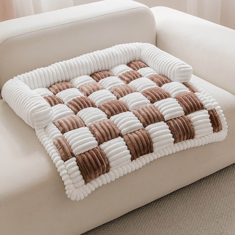 Square Plaid Furniture Protector Cover Pet Pad - Coffee - M- 35.43"W x 35.43"L - image 5