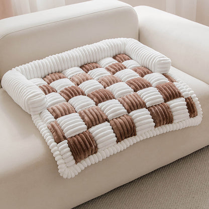 Square Plaid Furniture Protector Cover Pet Pad - Coffee - M- 35.43"W x 35.43"L - image 5