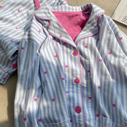 Ownkoti Sweet Heart Print Striped Pajama Set - image 2