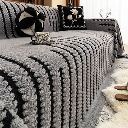 Ownkoti Thick Plush Chenille Stripe Sofa Cover - image 8