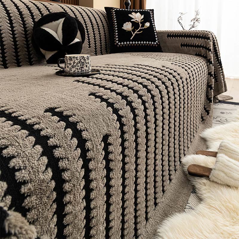 Ownkoti Thick Plush Chenille Stripe Sofa Cover - image 7