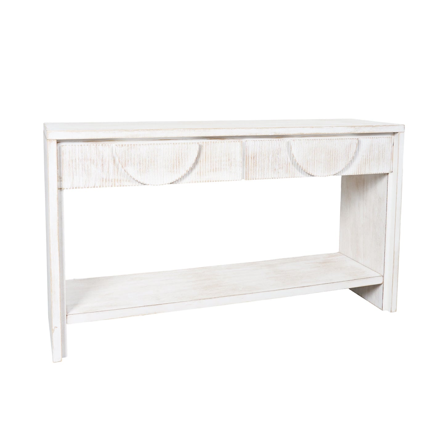 Ownkoti 55.12"  Wood Distressed Pattern Console Table Sofa Table With 2 Drawers