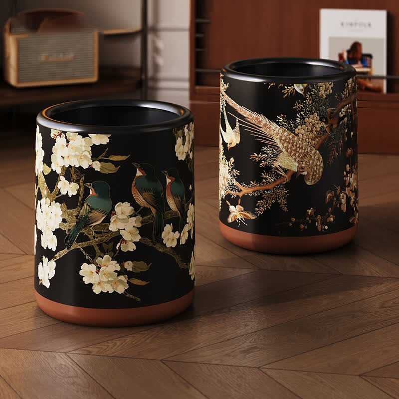 Vintage Floral Bird Durable Trash Can - image 0