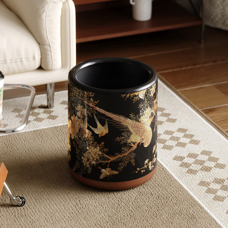 Ownkoti Vintage Floral Bird Durable Trash Can - B - 9"W x 9"L x 12"H - image 4