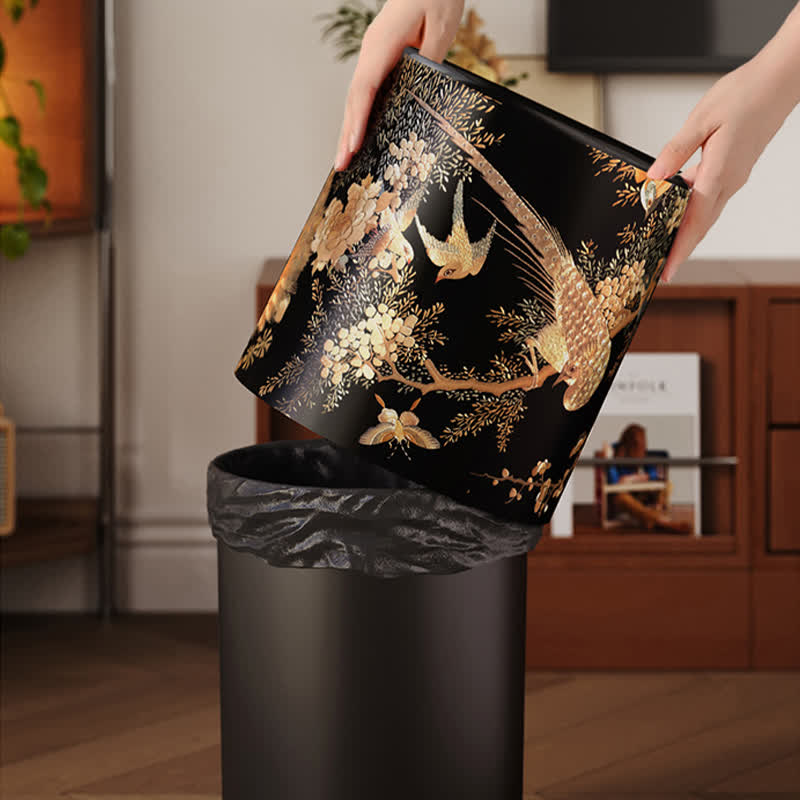 Ownkoti Vintage Floral Bird Durable Trash Can - image 5