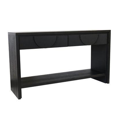 Ownkoti 55.12"  Wood Distressed Pattern Console Table Sofa Table With 2 Drawers