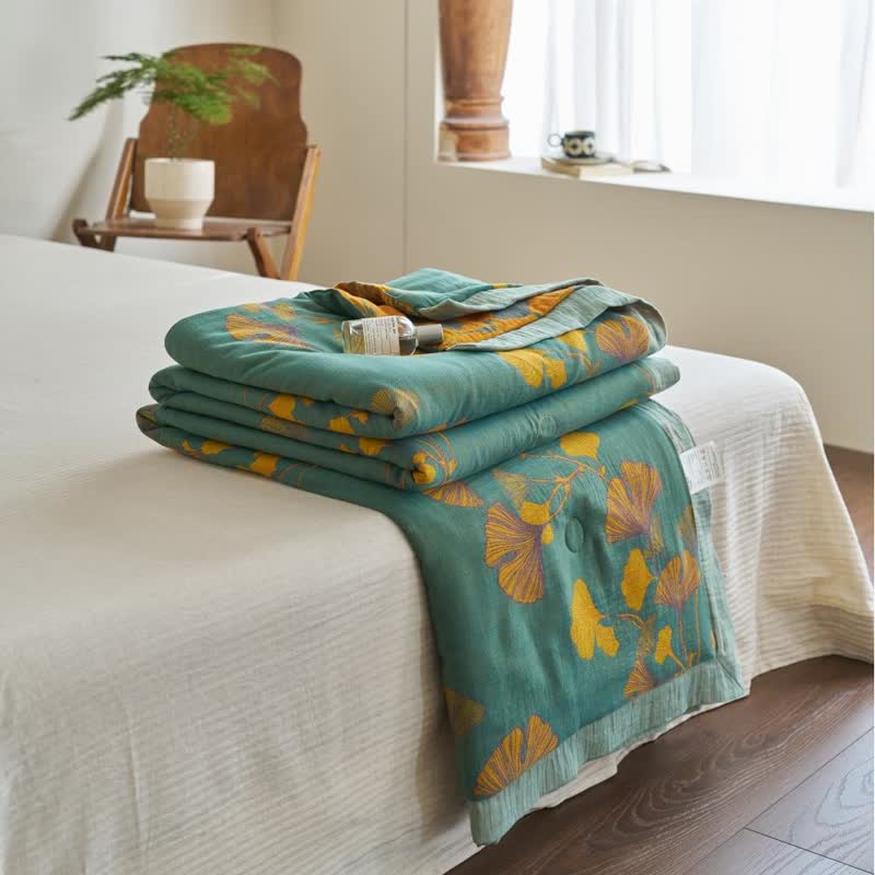Ginkgo Leaf Double Layer Gauze Cotton Quilt - image 13