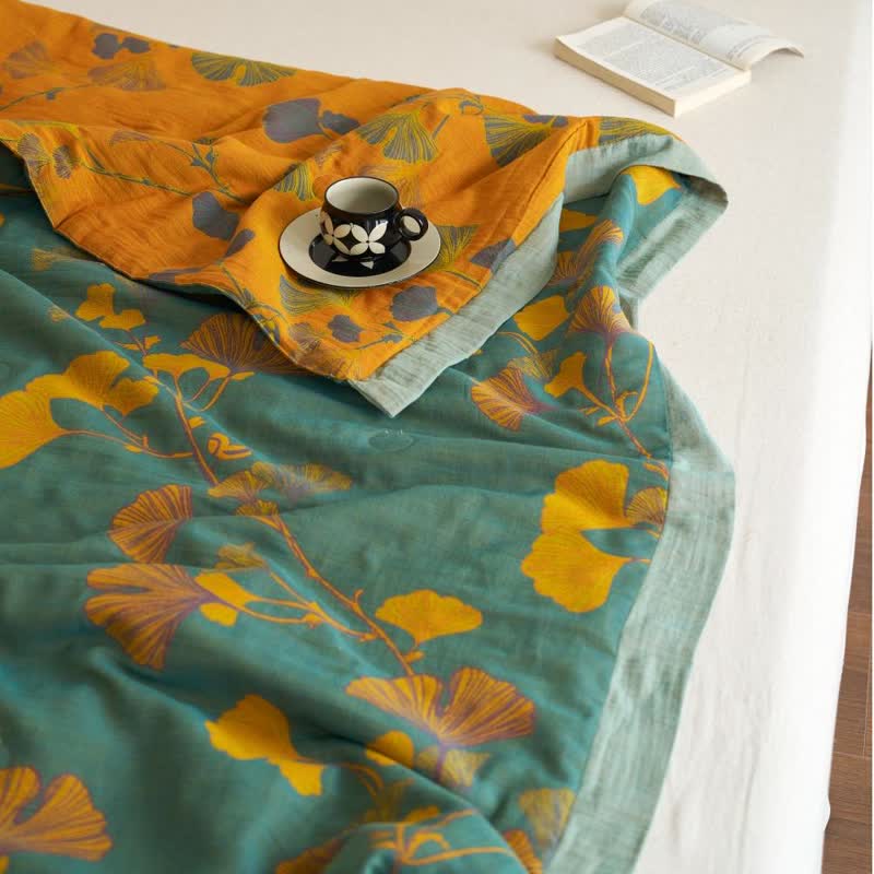 Ginkgo Leaf Double Layer Gauze Cotton Quilt - image 12