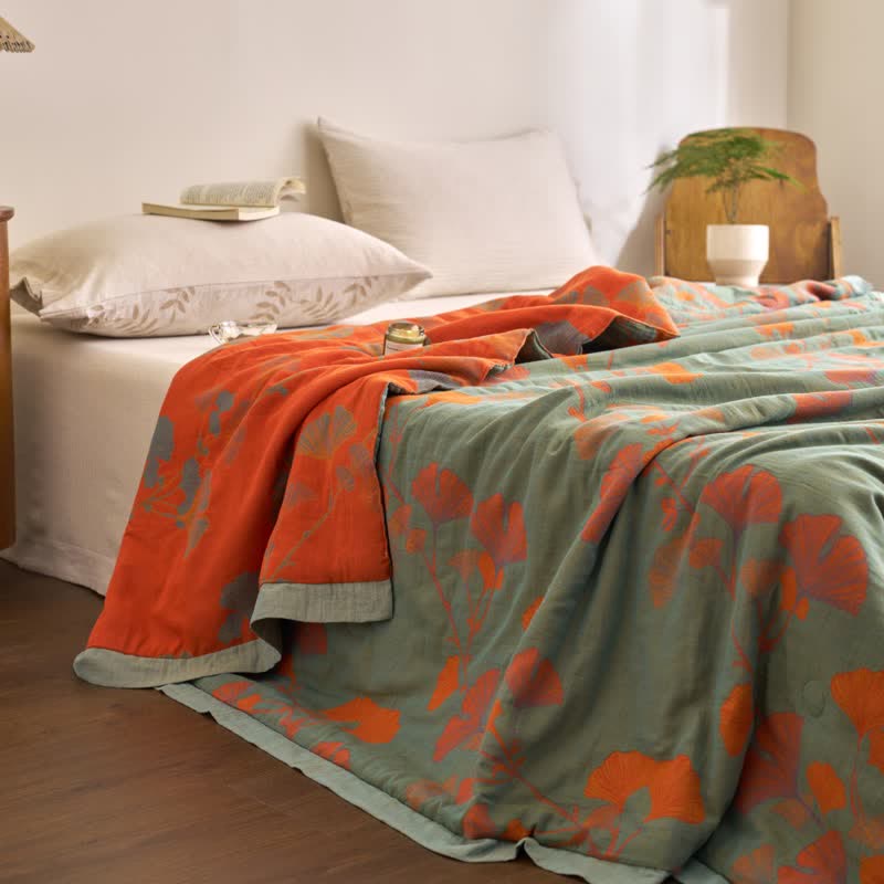 Ginkgo Leaf Double Layer Gauze Cotton Quilt - image 26