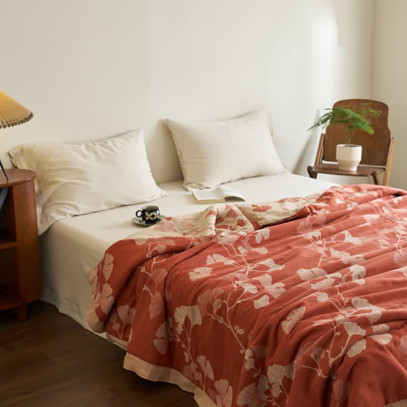 Ginkgo Leaf Double Layer Gauze Cotton Quilt - image 2