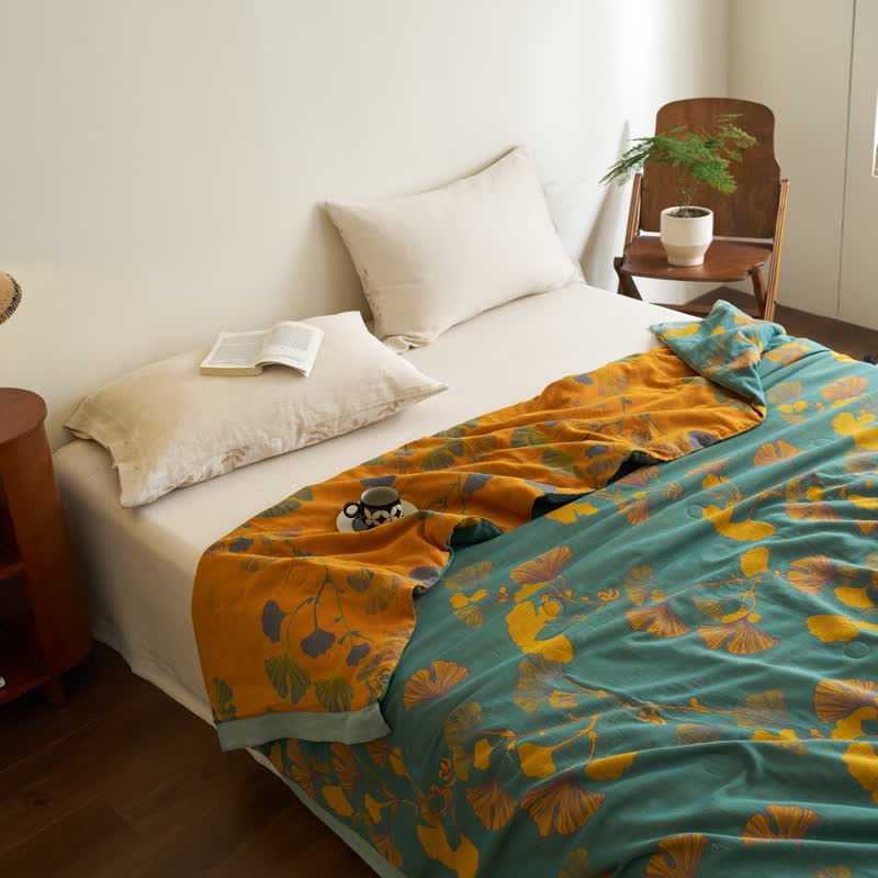 Ginkgo Leaf Double Layer Gauze Cotton Quilt - image 11