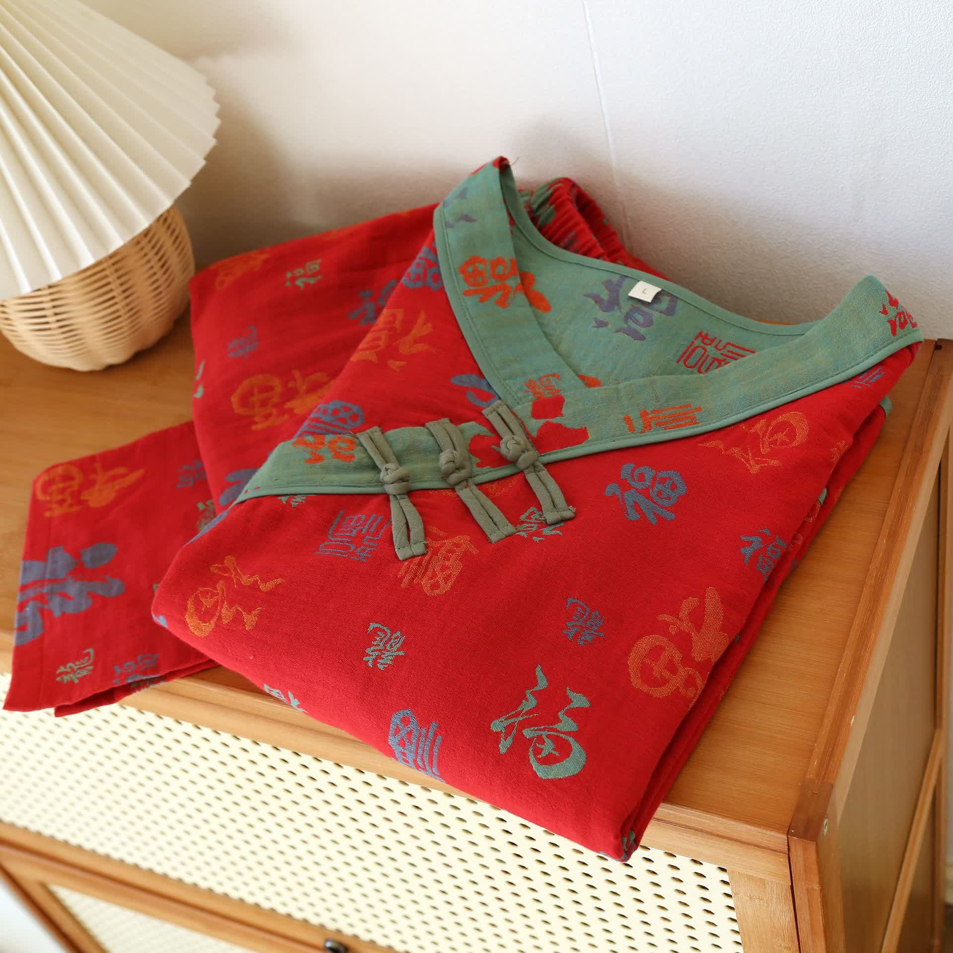 Ownkoti V-neckline Vintage Cotton Gauze Nightwear Set - image 2