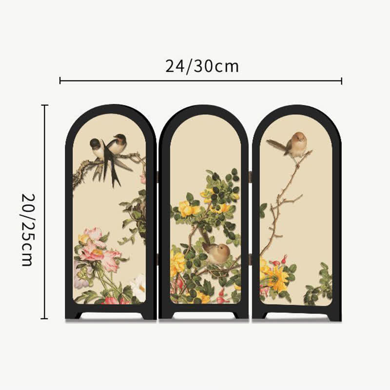 Ownkoti Floral Bird Folding Screen Desktop Painting - image 7