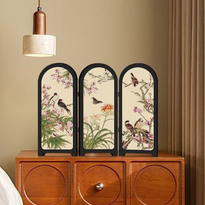 Ownkoti Floral Bird Folding Screen Desktop Painting - image 1