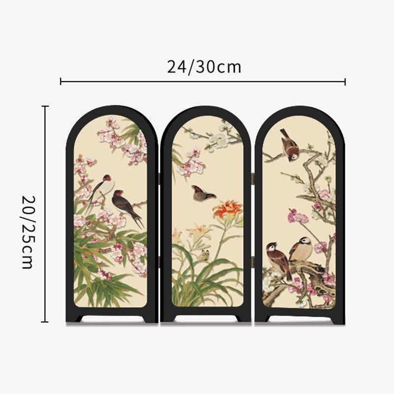 Ownkoti Floral Bird Folding Screen Desktop Painting - image 5