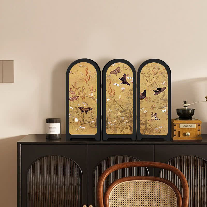 Ownkoti Floral Bird Folding Screen Desktop Painting - D - 2PCS - 12"W x 10"H - image 11