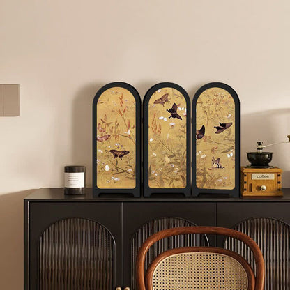 Ownkoti Floral Bird Folding Screen Desktop Painting - D - 2PCS - 12"W x 10"H - image 11