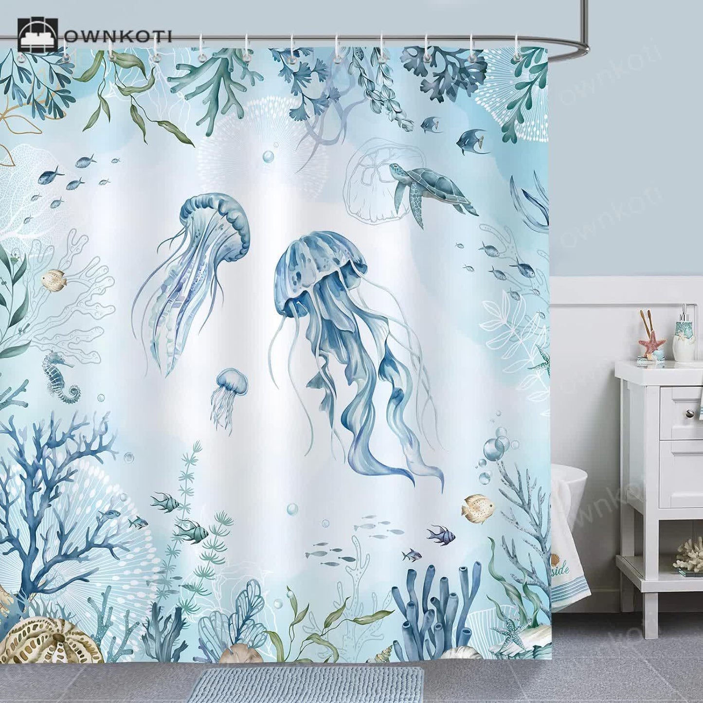 Ownkoti Underwater World Anti-mildew Shower Curtain