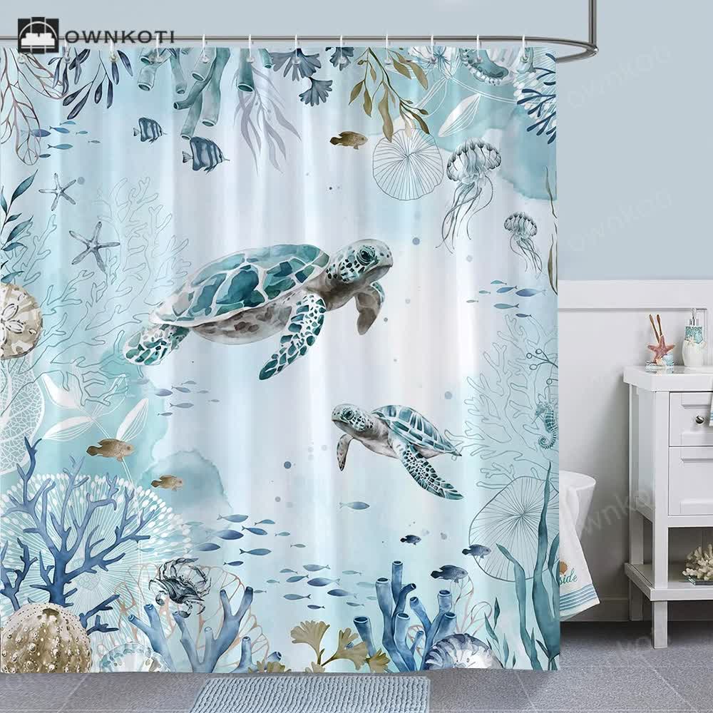 Ownkoti Underwater World Anti-mildew Shower Curtain