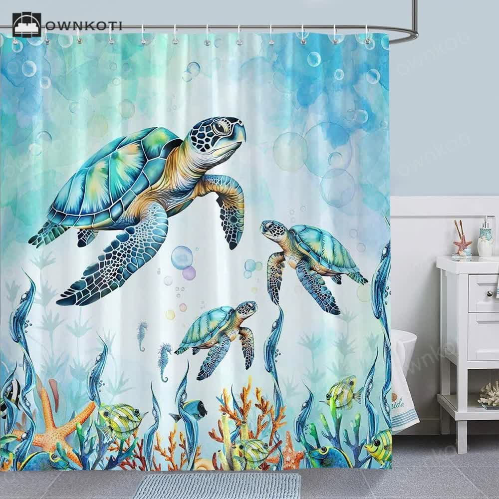 Ownkoti Underwater World Anti-mildew Shower Curtain