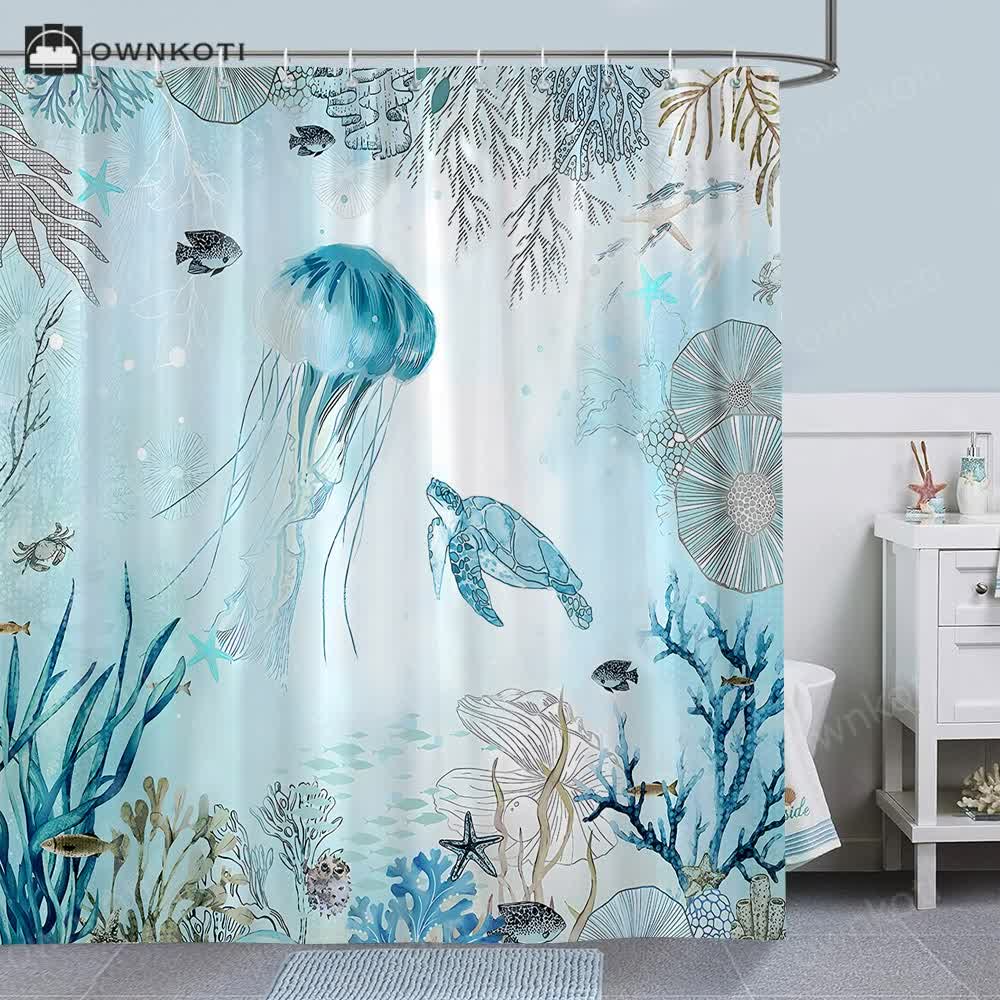 Ownkoti Underwater World Anti-mildew Shower Curtain