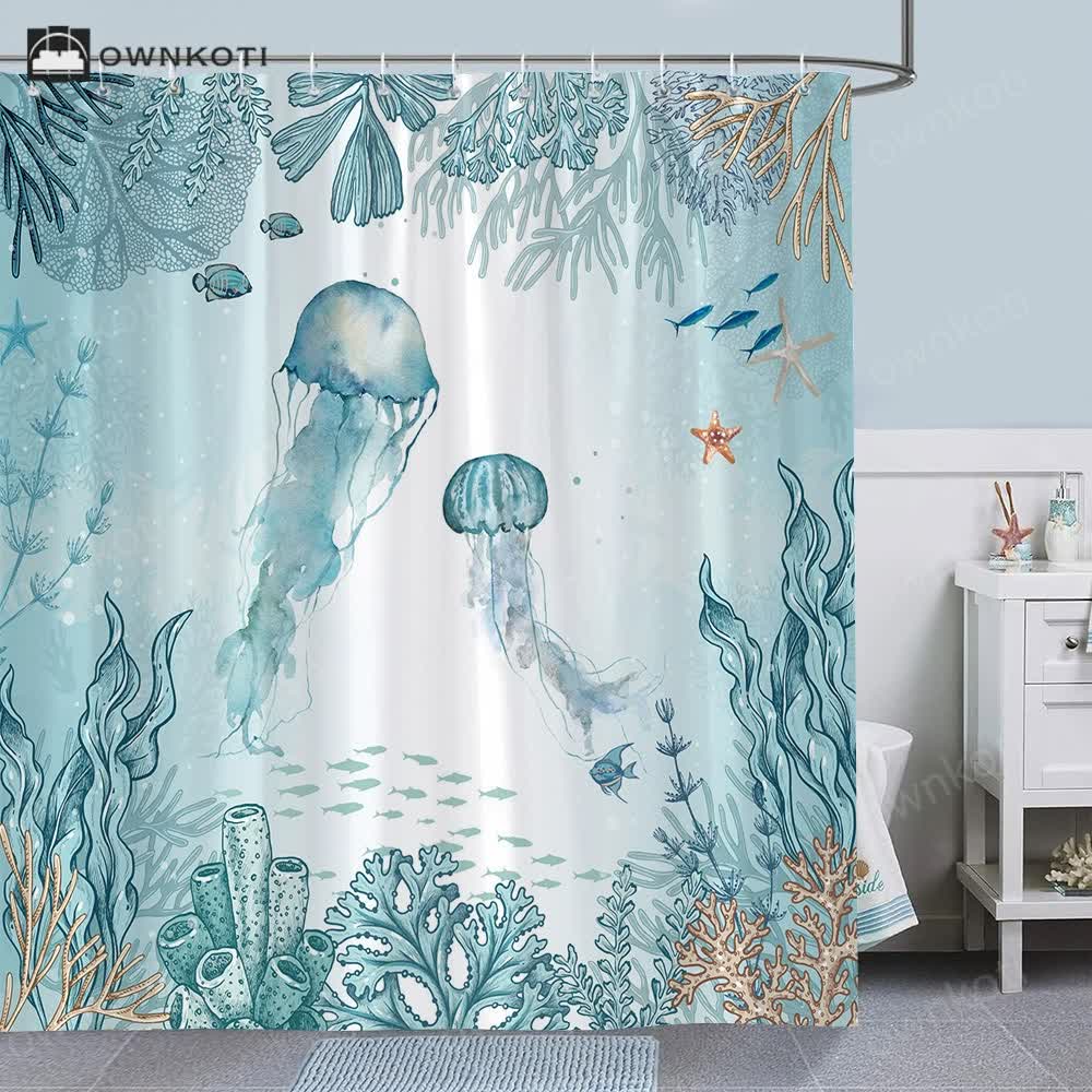Ownkoti Underwater World Anti-mildew Shower Curtain