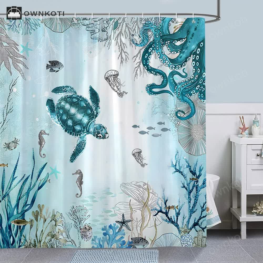 Ownkoti Underwater World Anti-mildew Shower Curtain