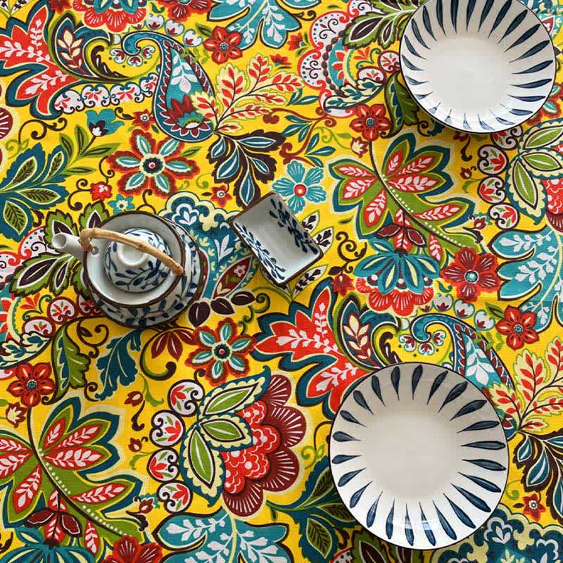 Ownkoti Vintage Boho Floral Pattern Tablecloth - image 7